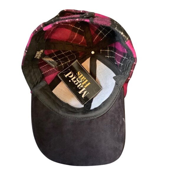 Magid Hats Plaid Baseball Cap Hot Pink Black NEW Adult Adjustable NWT - Picture 4 of 6